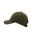 Made in UK Tweed Baseball Cap with Leather Peak One-Size Colour Dark Sage